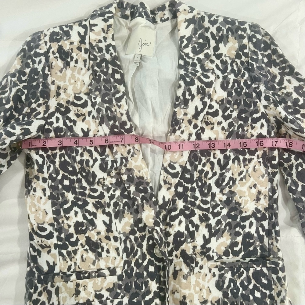 Joie Linen Leopard Print Blazer Size 4 - Picture 9 of 11